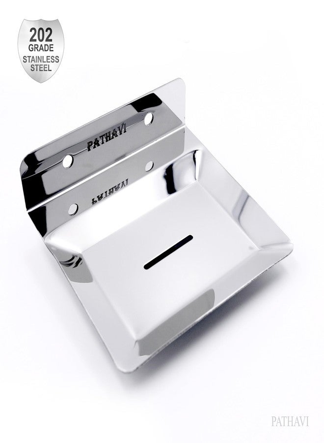 Pathavi Stainless Steel Wall Mounted Bathroom Soap Holder - Rust-Proof, Space-Saving Design for Bathroom & Kitchen, Long Lasting, (Chrome, Pack of 3) - Image 5